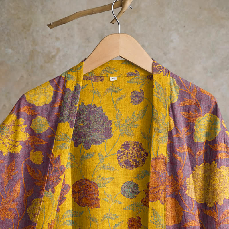 Robe de chambre vintage en coton à fleurs Ownkoti - image 27