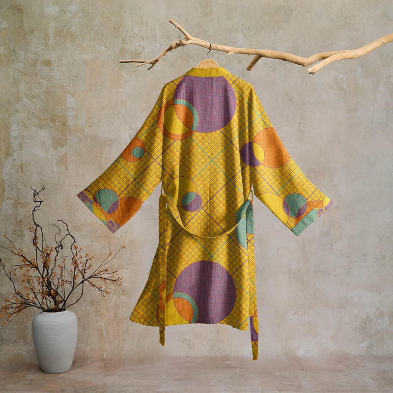 Ownkoti Retro Geometric Circle Cotton Robe - image 6