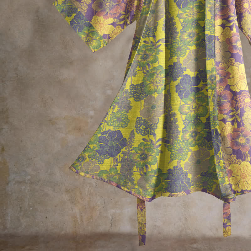 Kimono Ownkoti en coton à fleurs violettes - image 4