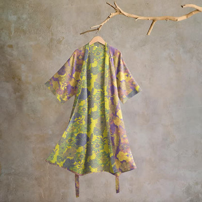 Kimono Ownkoti en coton à fleurs violettes - Violet - XL - image 0