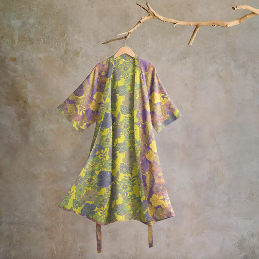 Kimono Ownkoti en coton à fleurs violettes - Violet - XL - image 0