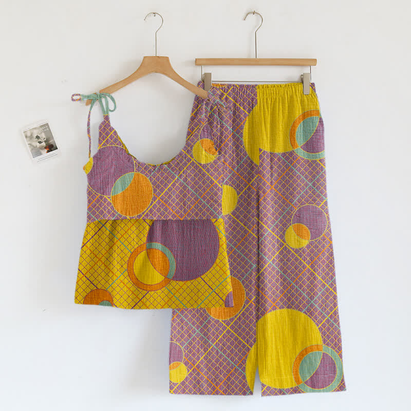 Ensemble pyjama débardeur à motif de cercle abstrait - image 1