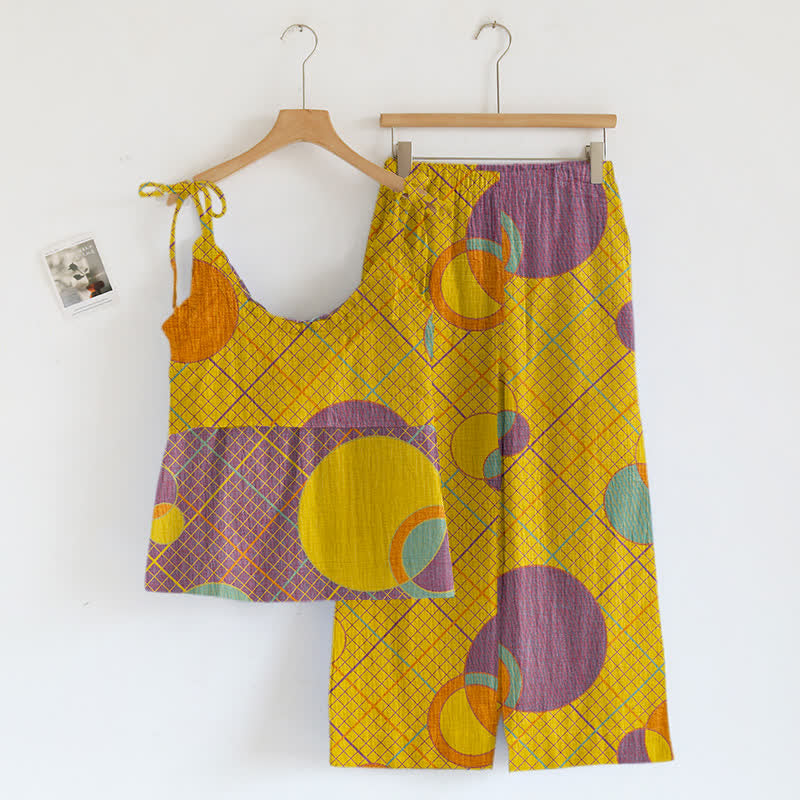 Ensemble pyjama débardeur à motif de cercle abstrait - image 5