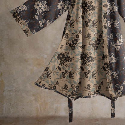Peignoir kimono en coton à fleurs couleur moka Ownkoti - image 4