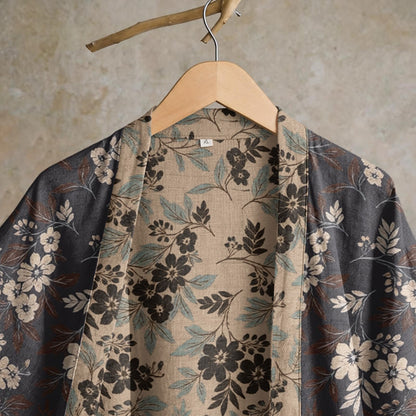Peignoir kimono en coton à fleurs couleur moka Ownkoti - image 2