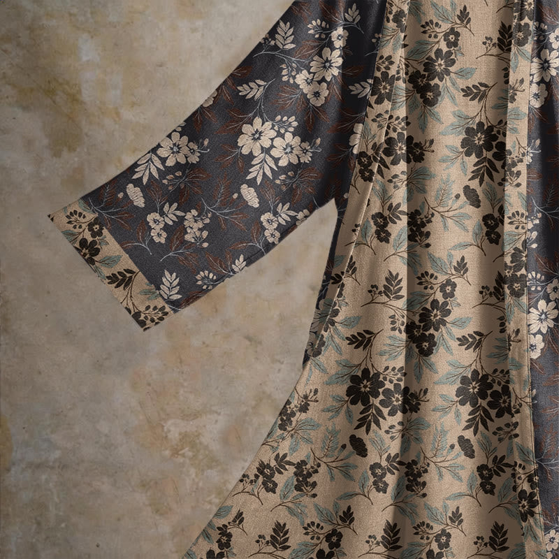 Peignoir kimono en coton à fleurs couleur moka Ownkoti - image 3