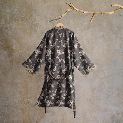 Peignoir kimono en coton à fleurs couleur moka Ownkoti - image 1
