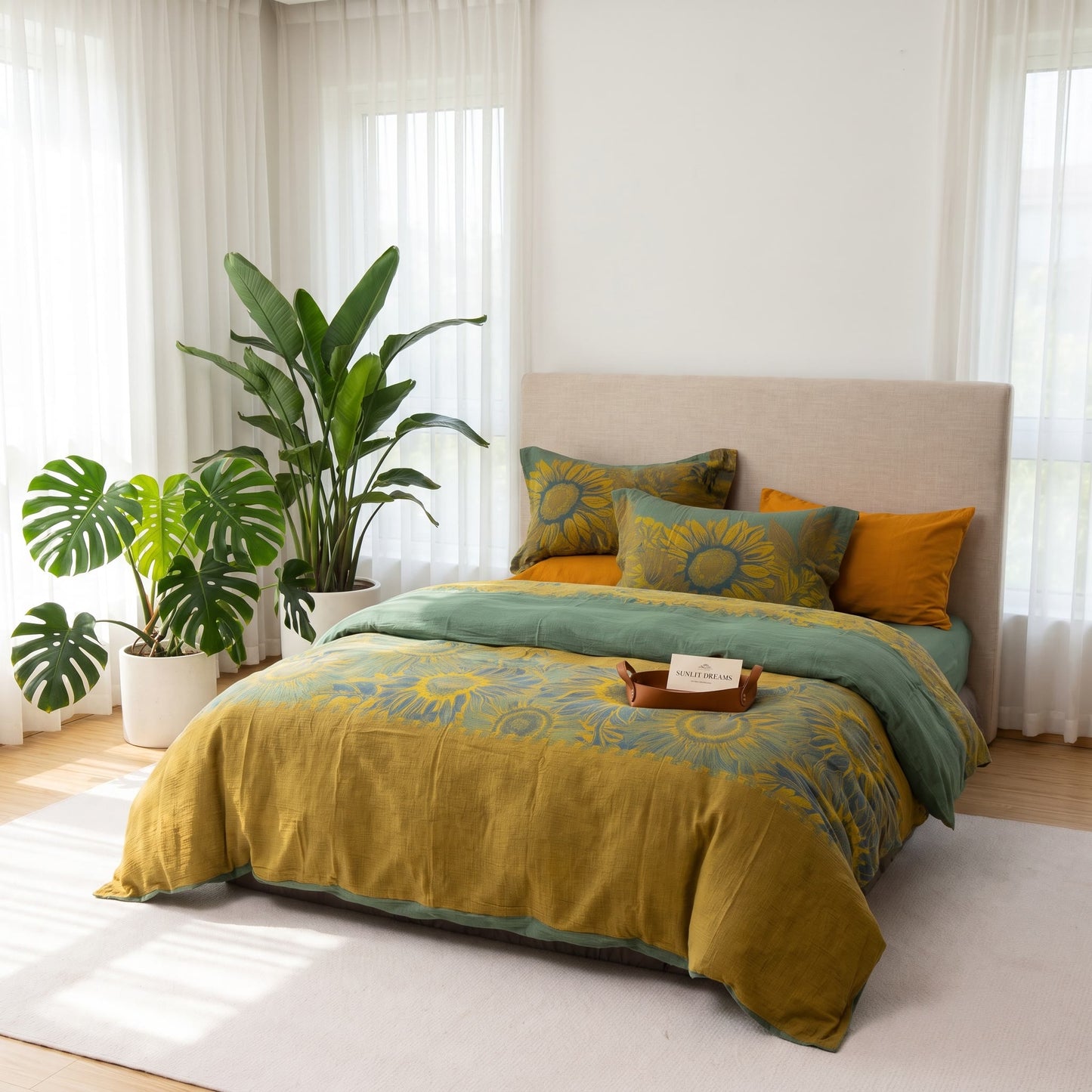 Parure de lit Ownkoti Vintage Tournesol en gaze de coton - image 22