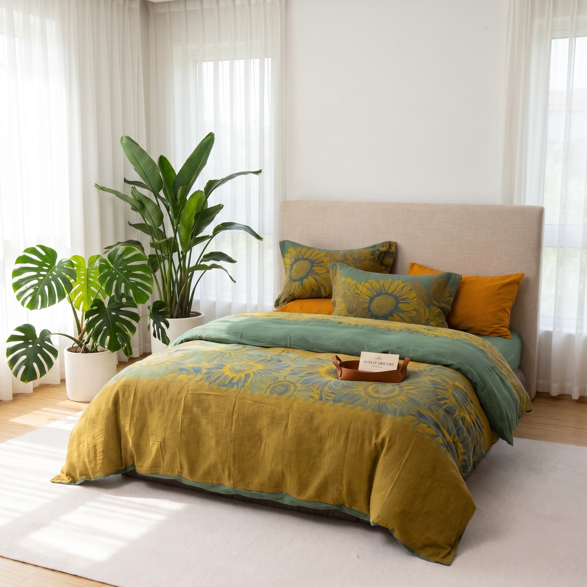 Parure de lit Ownkoti Vintage Tournesol en gaze de coton - image 22