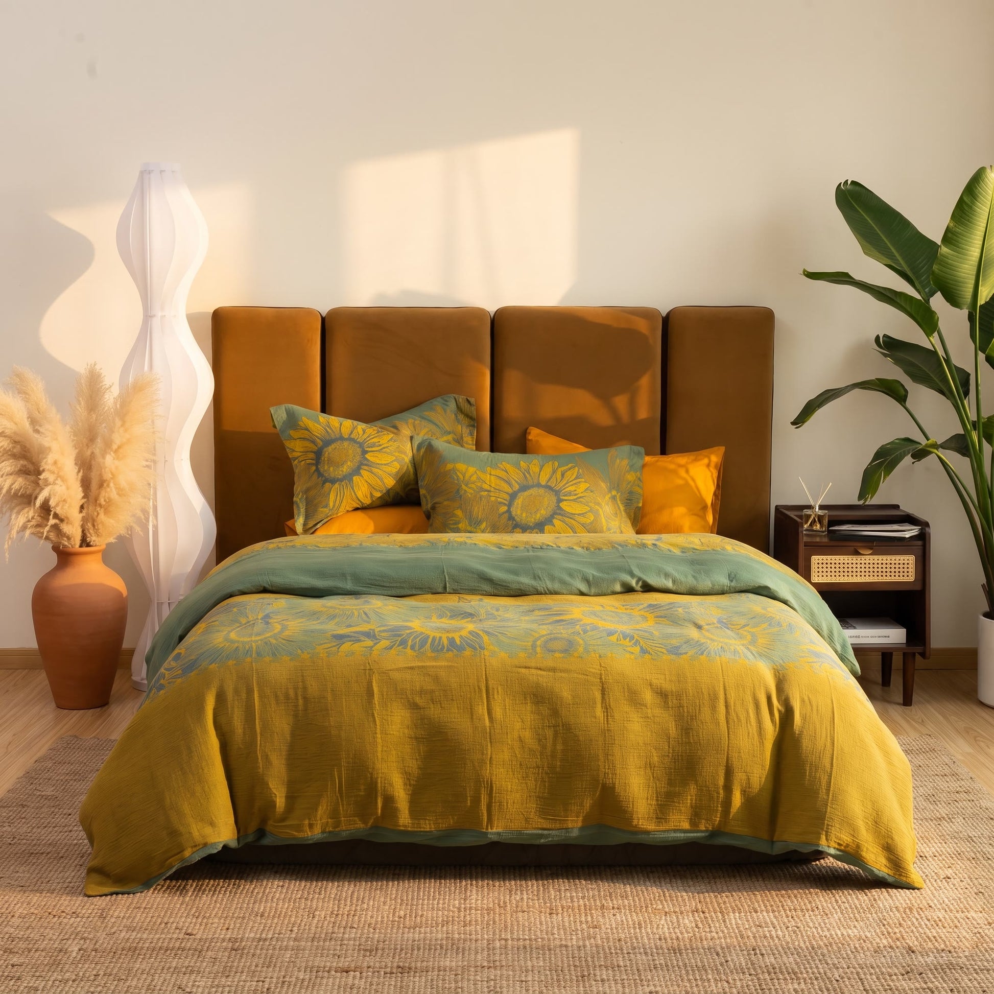 Parure de lit Ownkoti Vintage Tournesol en gaze de coton - image 24