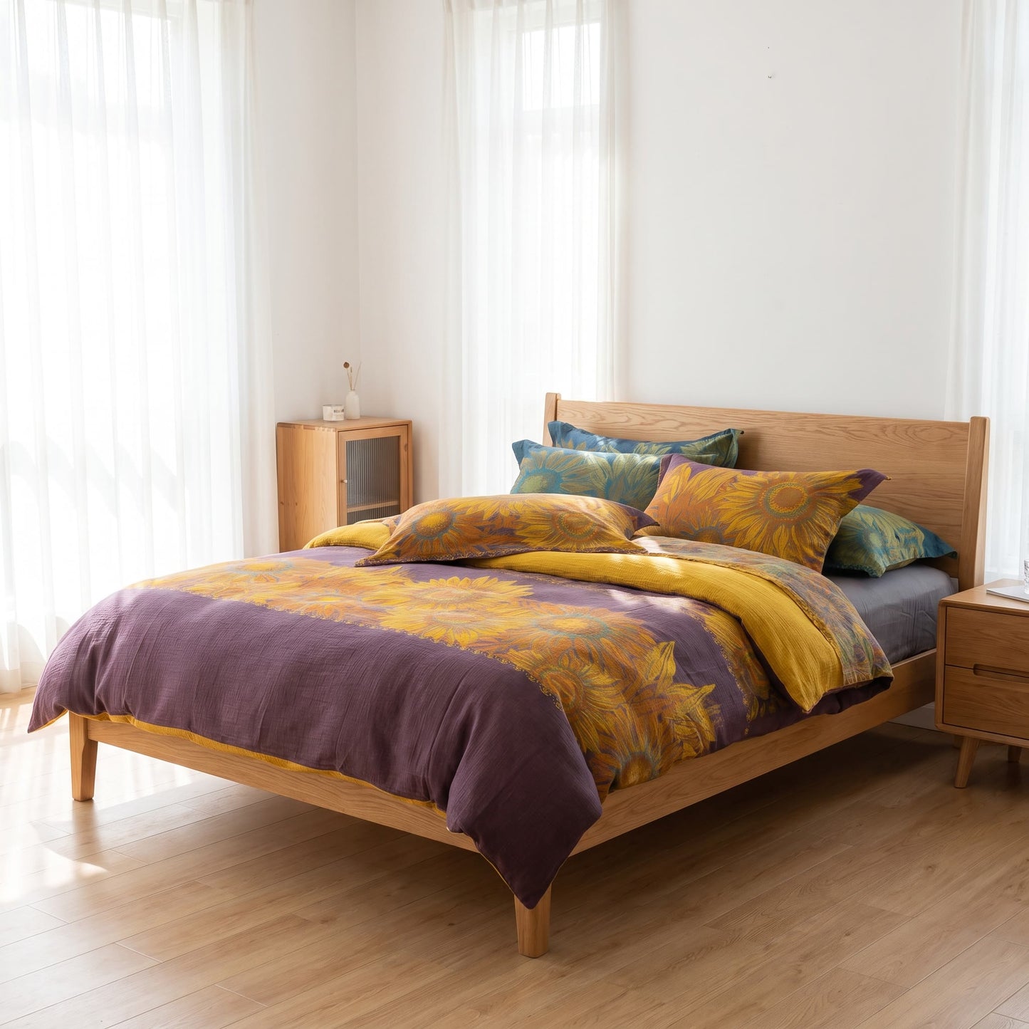 Parure de lit Ownkoti Vintage Tournesol en gaze de coton - image 12