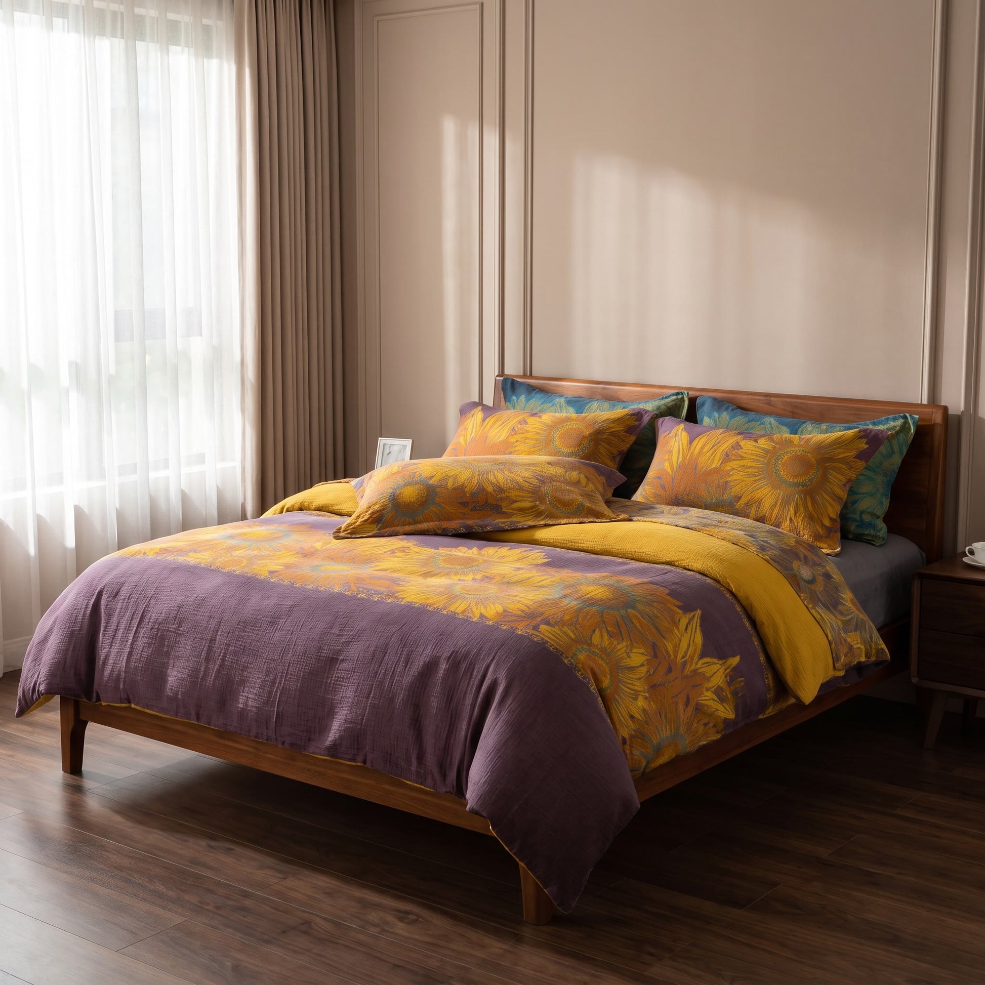 Parure de lit Ownkoti Vintage Tournesol en gaze de coton - image 11