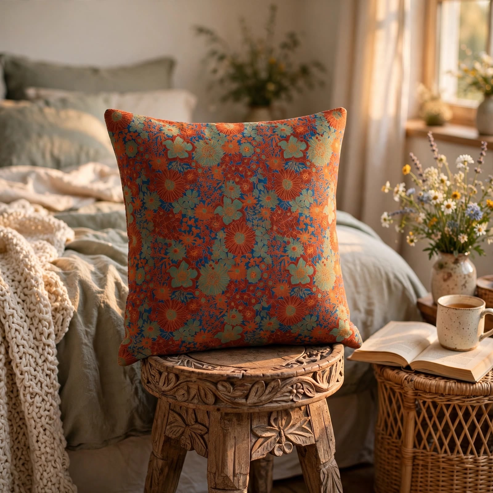 Oreiller en gaze de coton à motif floral vintage Ownkoti - image 4