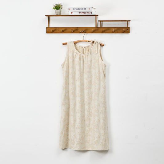 Nuisette en coton beige à fleurs rétro Ownkoti - Beige - XL - image 0