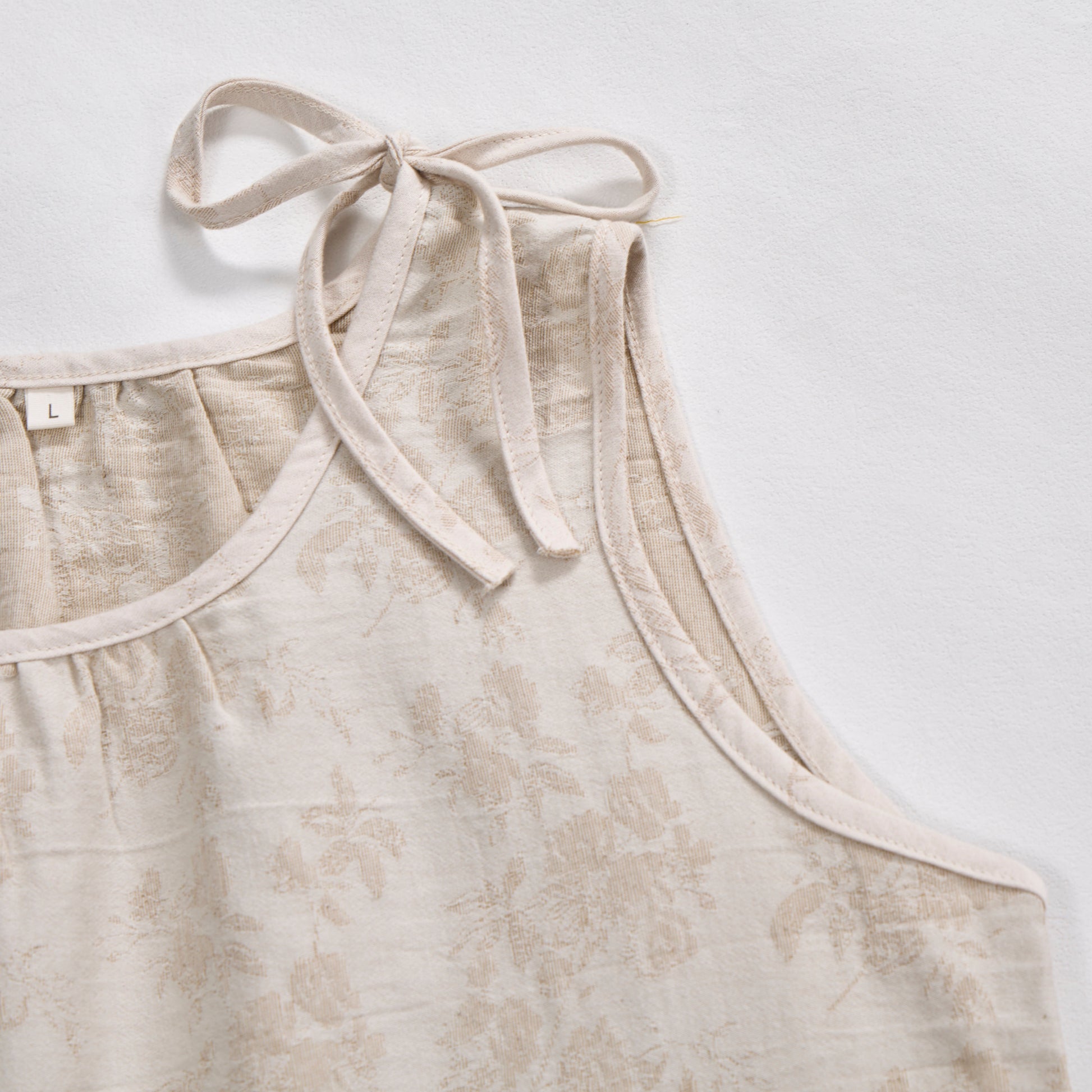 Nuisette en coton beige à fleurs rétro Ownkoti - image 3