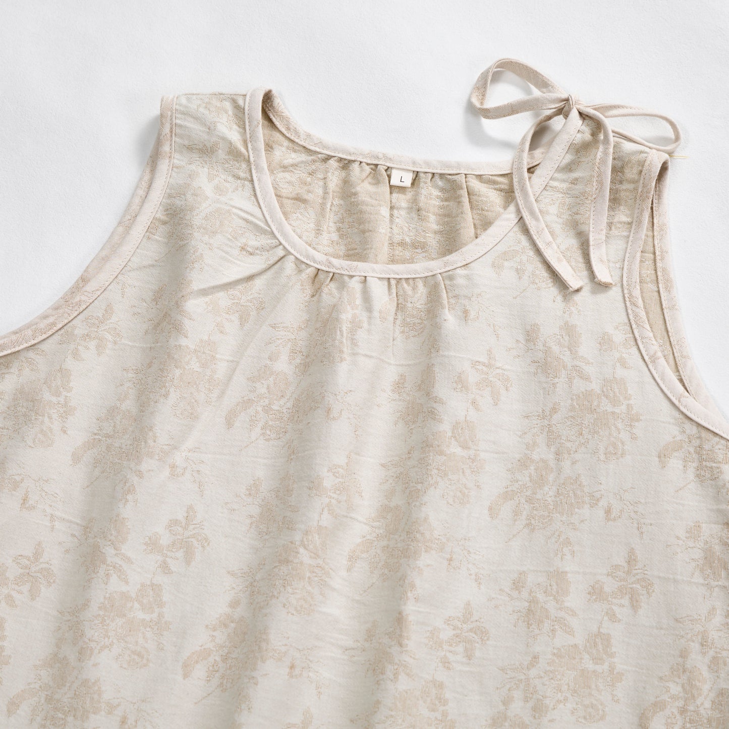 Nuisette en coton beige à fleurs rétro Ownkoti - image 2
