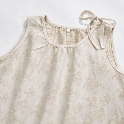 Nuisette en coton beige à fleurs rétro Ownkoti - image 2