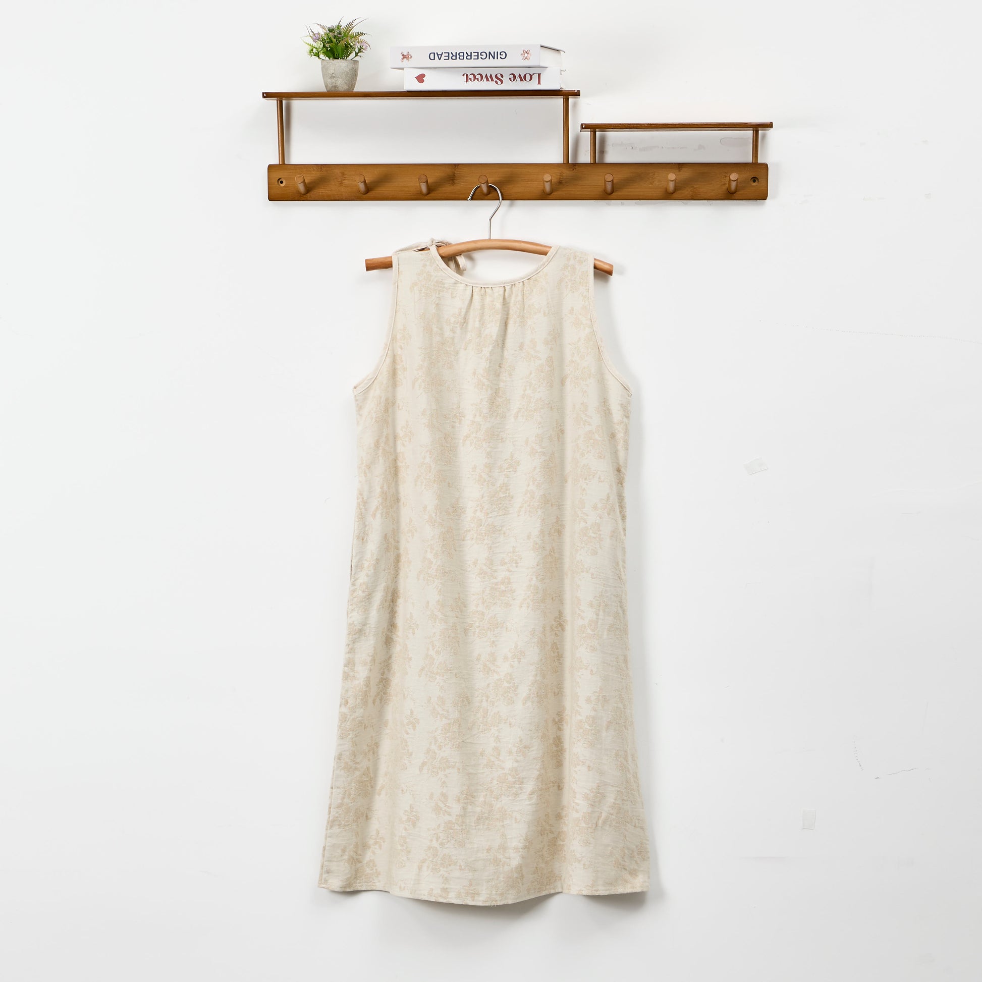Nuisette en coton beige à fleurs rétro Ownkoti - image 1