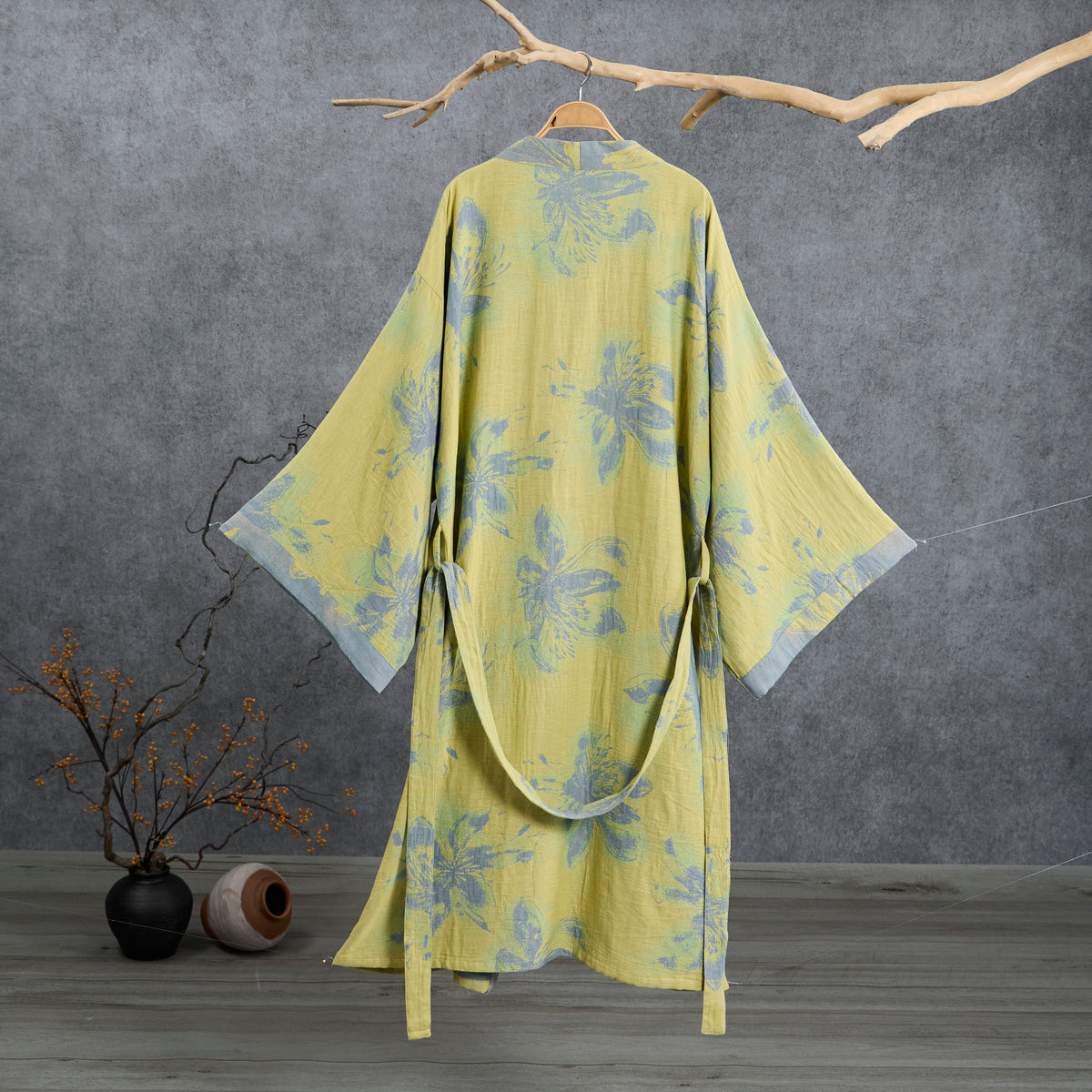Peignoir kimono en gaze de coton bleu azur Ownkoti - image 1