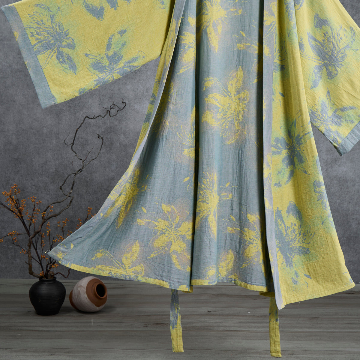Peignoir kimono en gaze de coton bleu azur Ownkoti - image 4