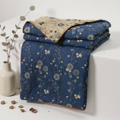 Couette réversible Ownkoti bleue à fleurs style cottage - Bleu - Roi - image 0