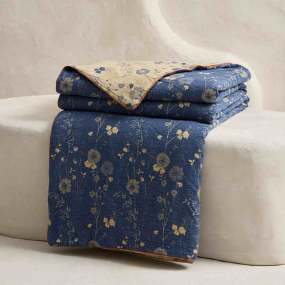 Couette réversible Ownkoti bleue à fleurs style cottage - image 2
