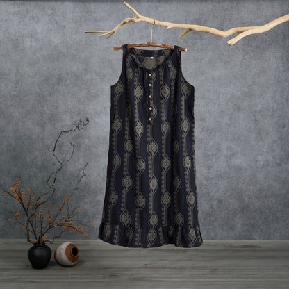 Nuisette vintage Ownkoti bleu marine à motifs géométriques en coton - Bleu marine - L - image 0