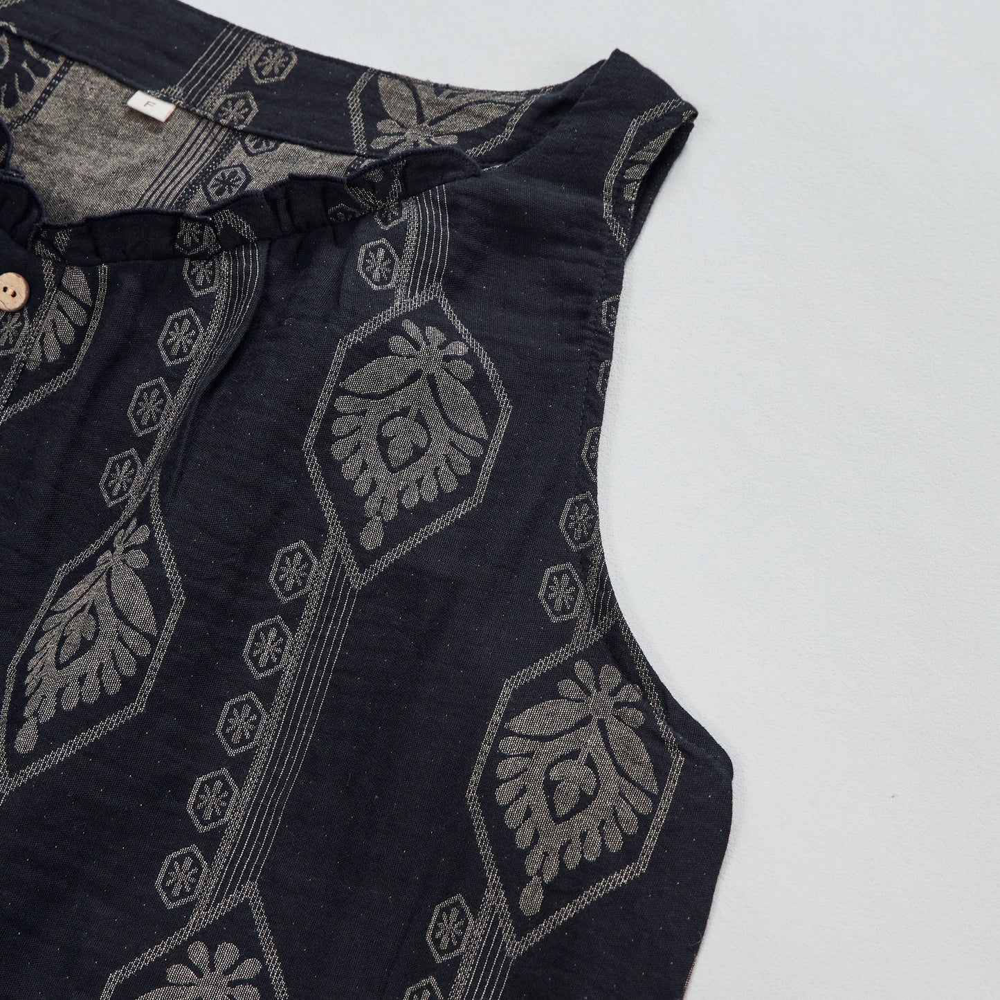 Nuisette vintage Ownkoti bleu marine à motifs géométriques en coton - image 3