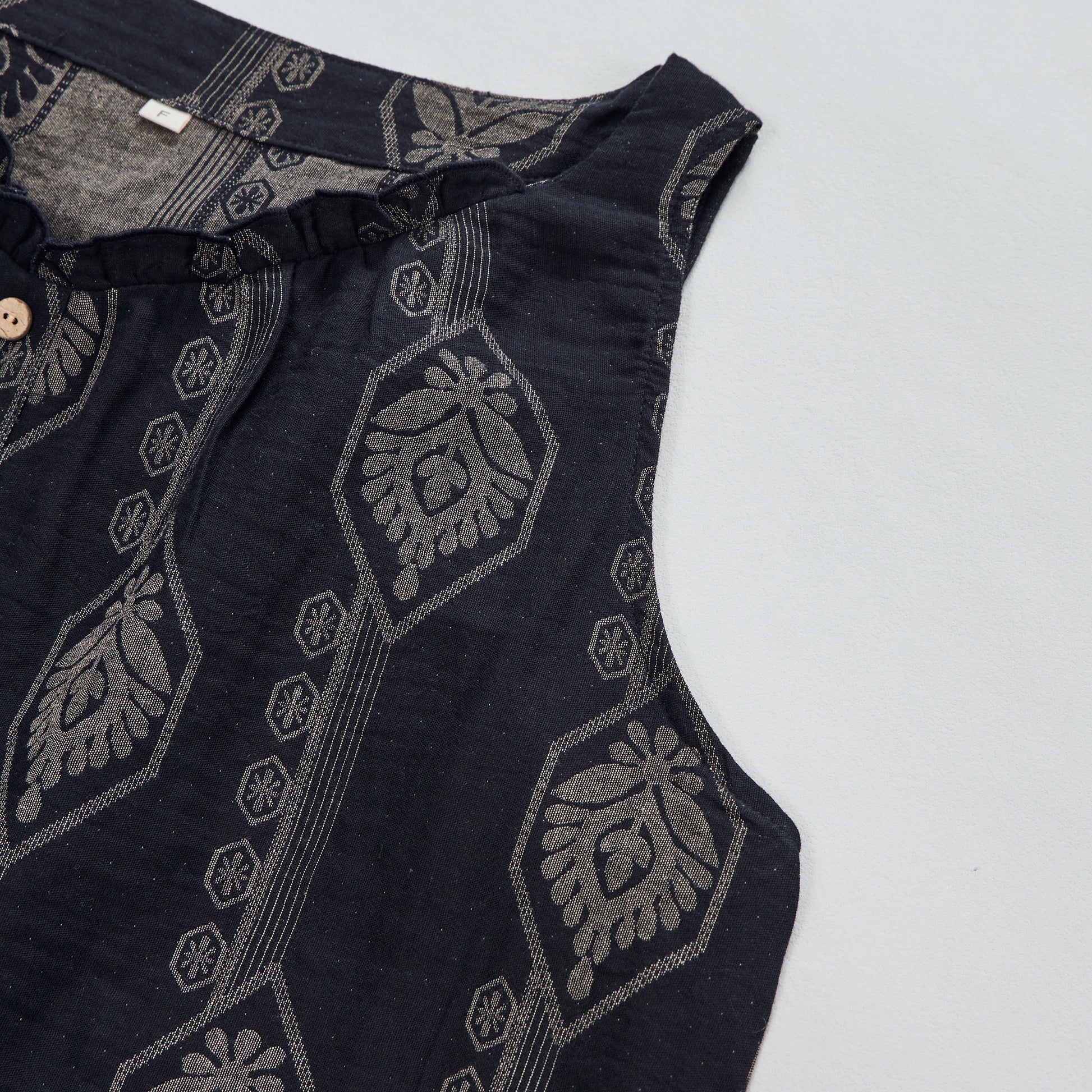 Nuisette vintage Ownkoti bleu marine à motifs géométriques en coton - image 3