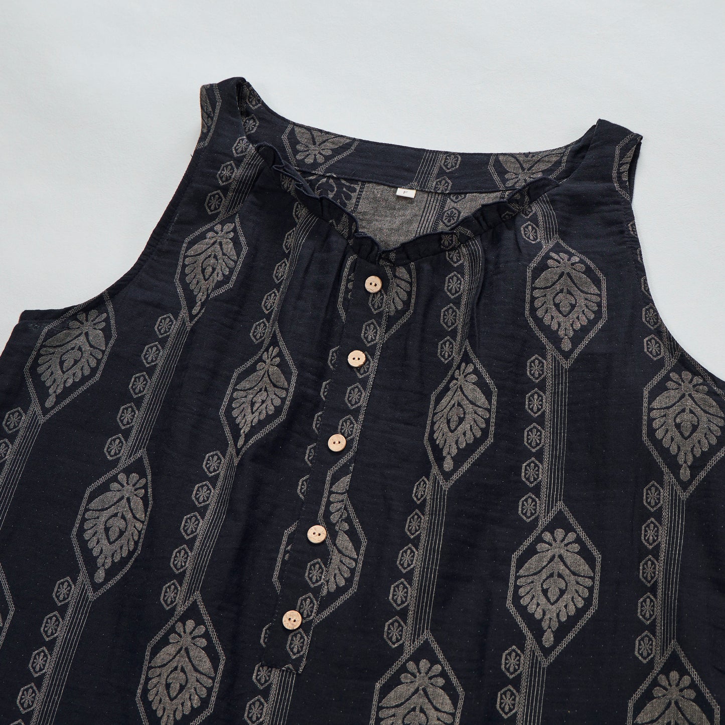 Nuisette vintage Ownkoti bleu marine à motifs géométriques en coton - image 2