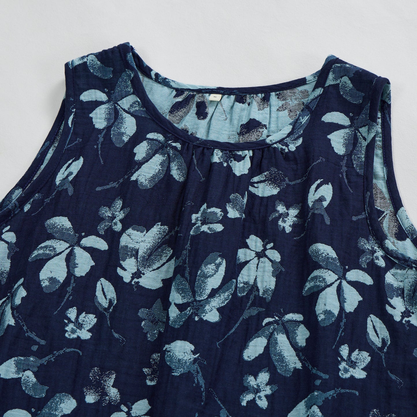 Ensemble de détente Ownkoti rétro bleu marine à fleurs, débardeur en coton. - image 2