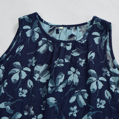Ensemble de détente Ownkoti rétro bleu marine à fleurs, débardeur en coton. - image 2
