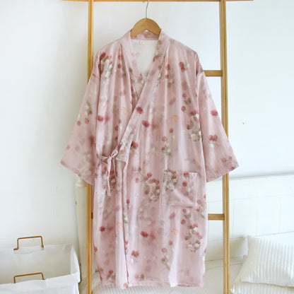 Kimono en coton à motif floral rose et baies Ownkoti - Rose - XL - image 0
