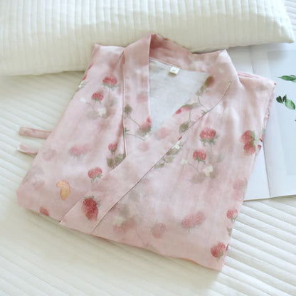 Kimono en coton à motif floral rose et baies Ownkoti - image 2