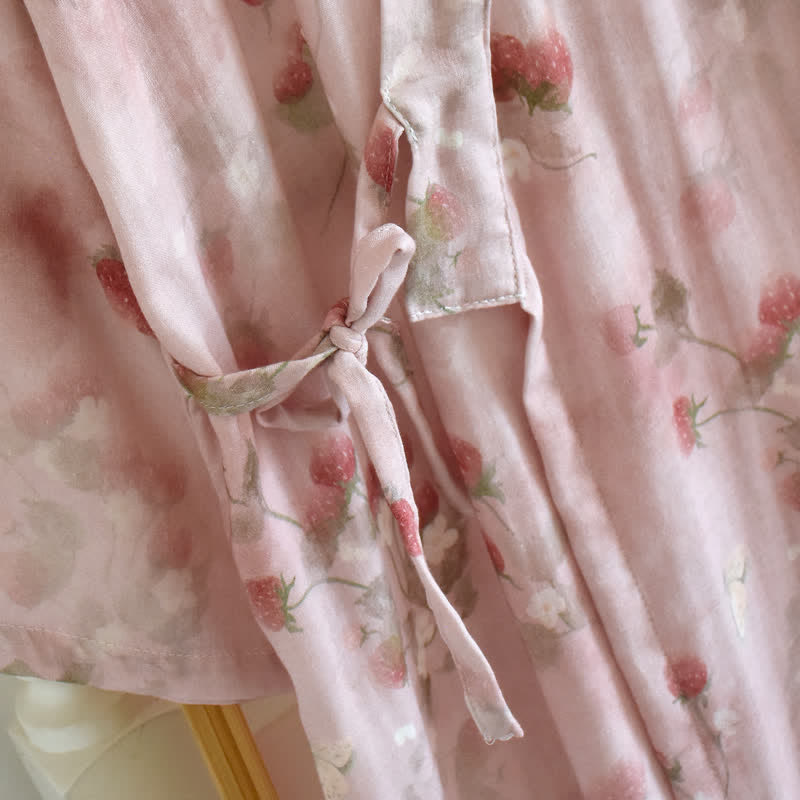 Kimono en coton à motif floral rose et baies Ownkoti - image 5
