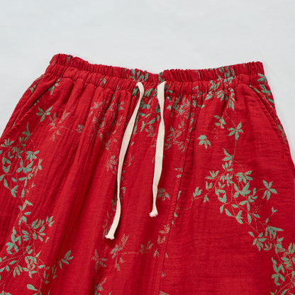 Pantalon de détente en coton à fleurs rouges Ownkoti - image 2