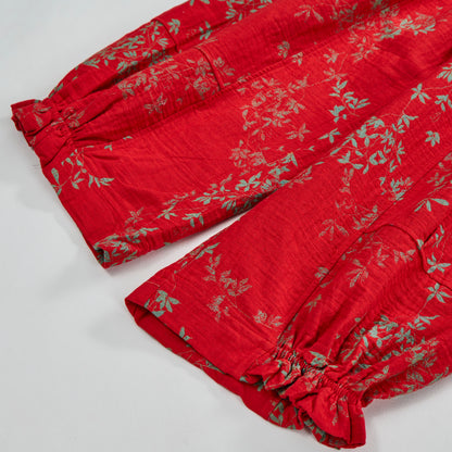 Pantalon de détente en coton à fleurs rouges Ownkoti - image 4