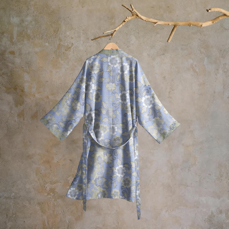 Peignoir kimono rétro en coton à fleurs Ownkoti - image 1