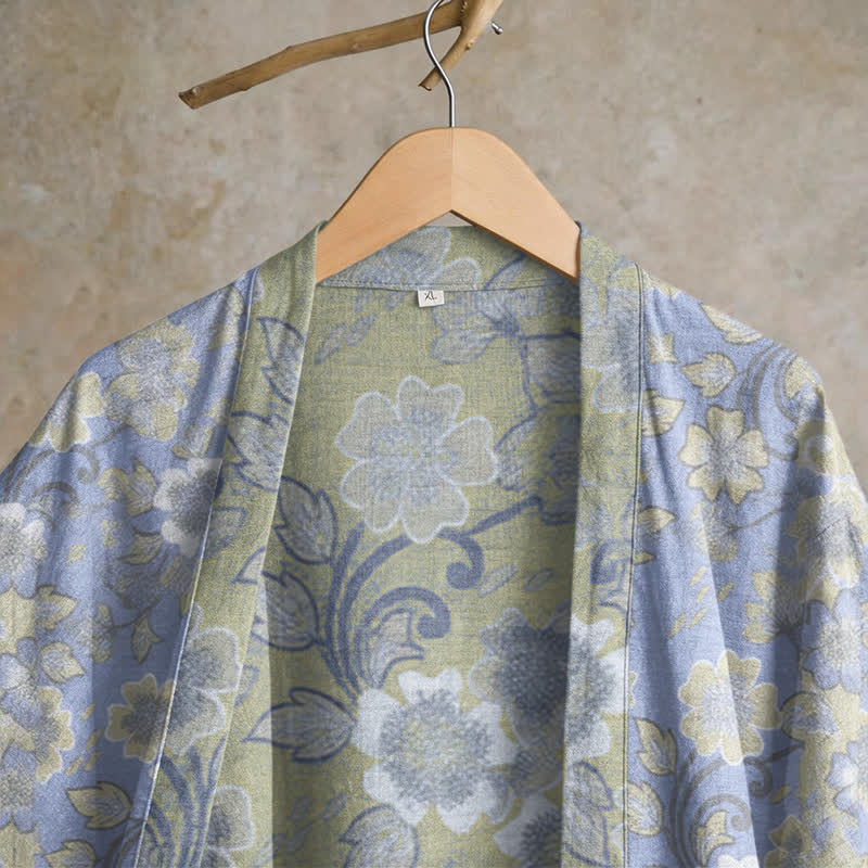 Peignoir kimono rétro en coton à fleurs Ownkoti - image 2