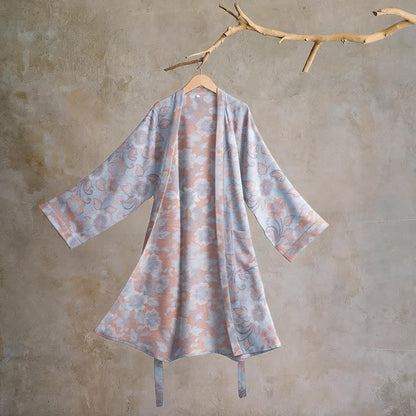 Peignoir kimono rétro en coton à fleurs Ownkoti - Violet - L - image 5
