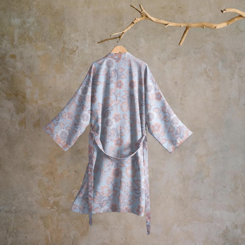 Peignoir kimono rétro en coton à fleurs Ownkoti - image 6