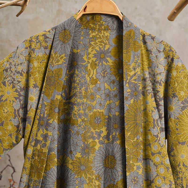 Peignoir de salon en coton à motif floral discret rétro Ownkoti - image 2