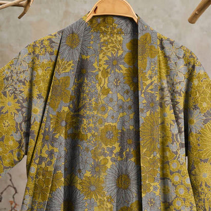 Peignoir de salon en coton à motif floral discret rétro Ownkoti - image 2
