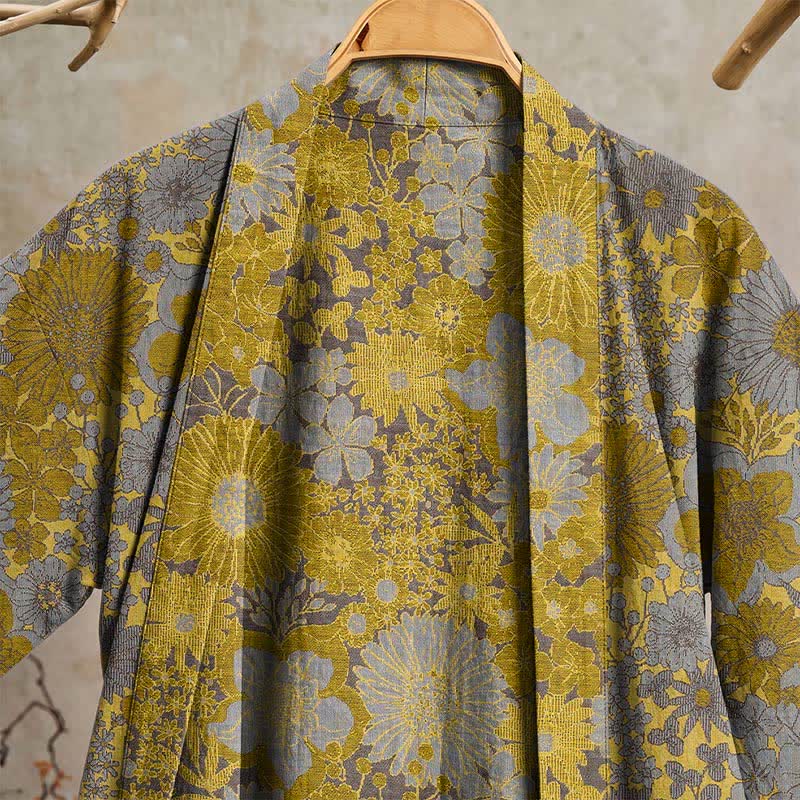 Peignoir de salon en coton à motif floral discret rétro Ownkoti - image 7