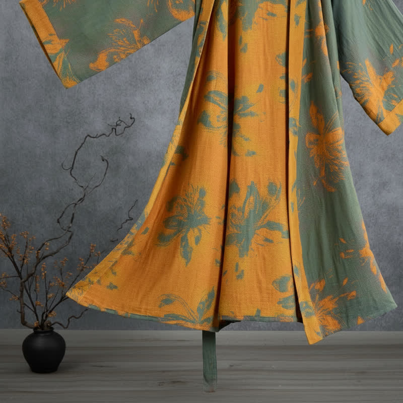 Peignoir kimono réversible en coton à motif floral vintage Ownkoti - image 3
