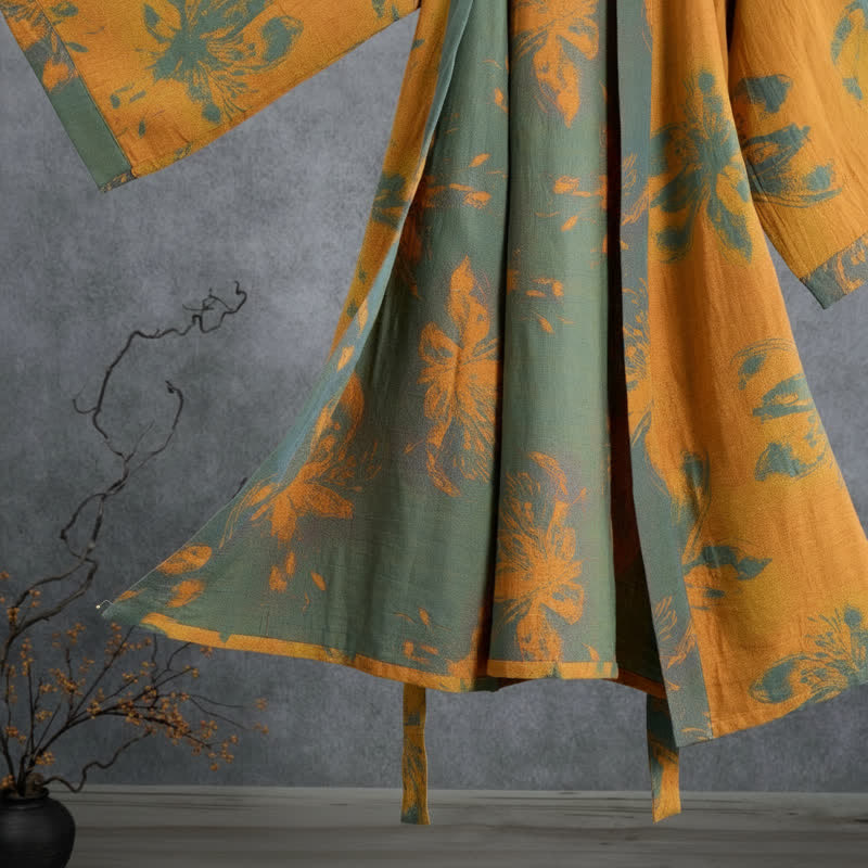 Peignoir kimono réversible en coton à motif floral vintage Ownkoti - image 7