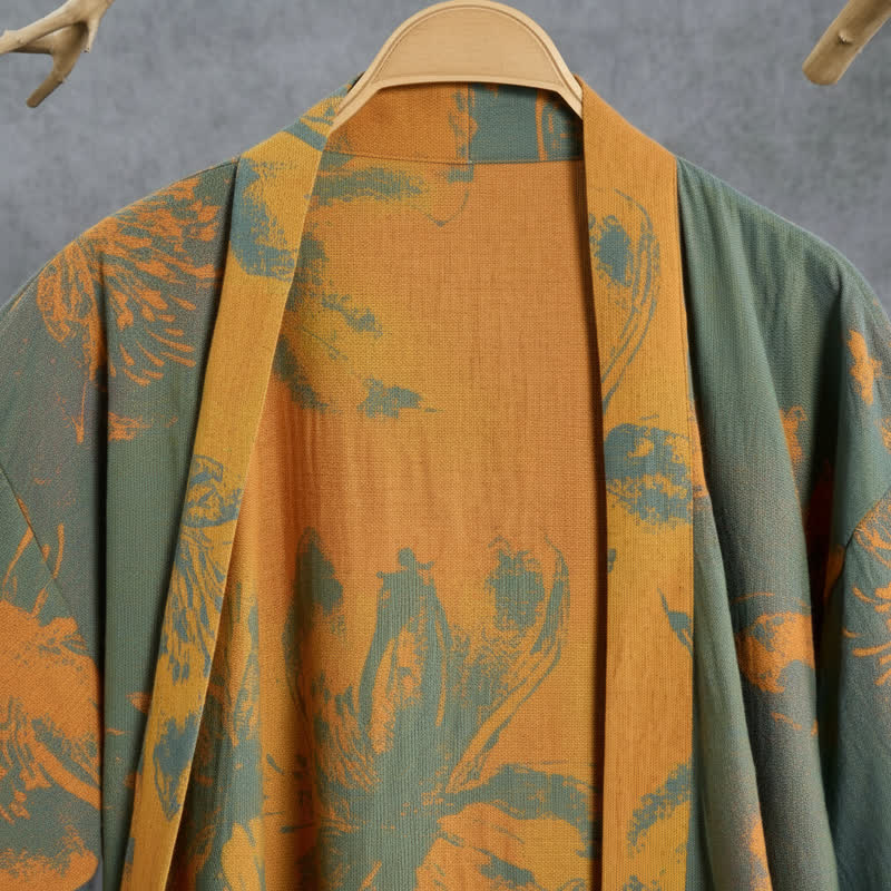 Peignoir kimono réversible en coton à motif floral vintage Ownkoti - image 1