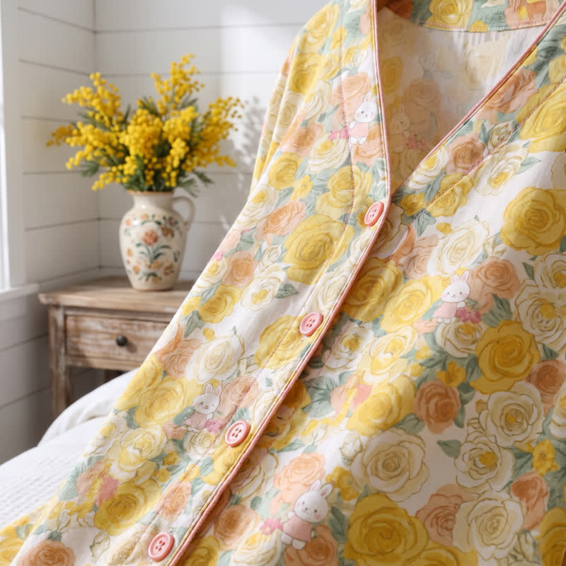 Ensemble de vêtements d'intérieur 3 pièces en coton rose jaune Ownkoti - image 4