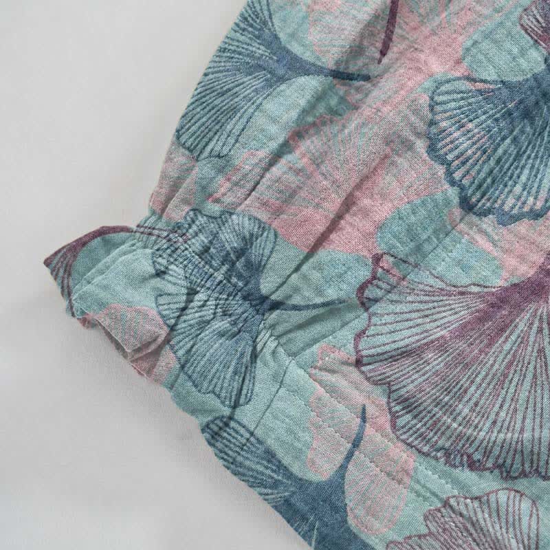 Pantalon de détente en coton à motif de ginkgo vintage Ownkoti - image 3