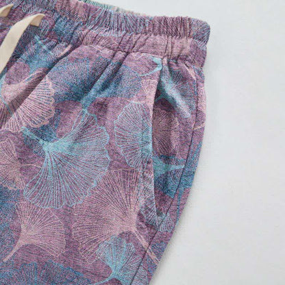 Pantalon de détente en coton à motif de ginkgo vintage Ownkoti - image 9